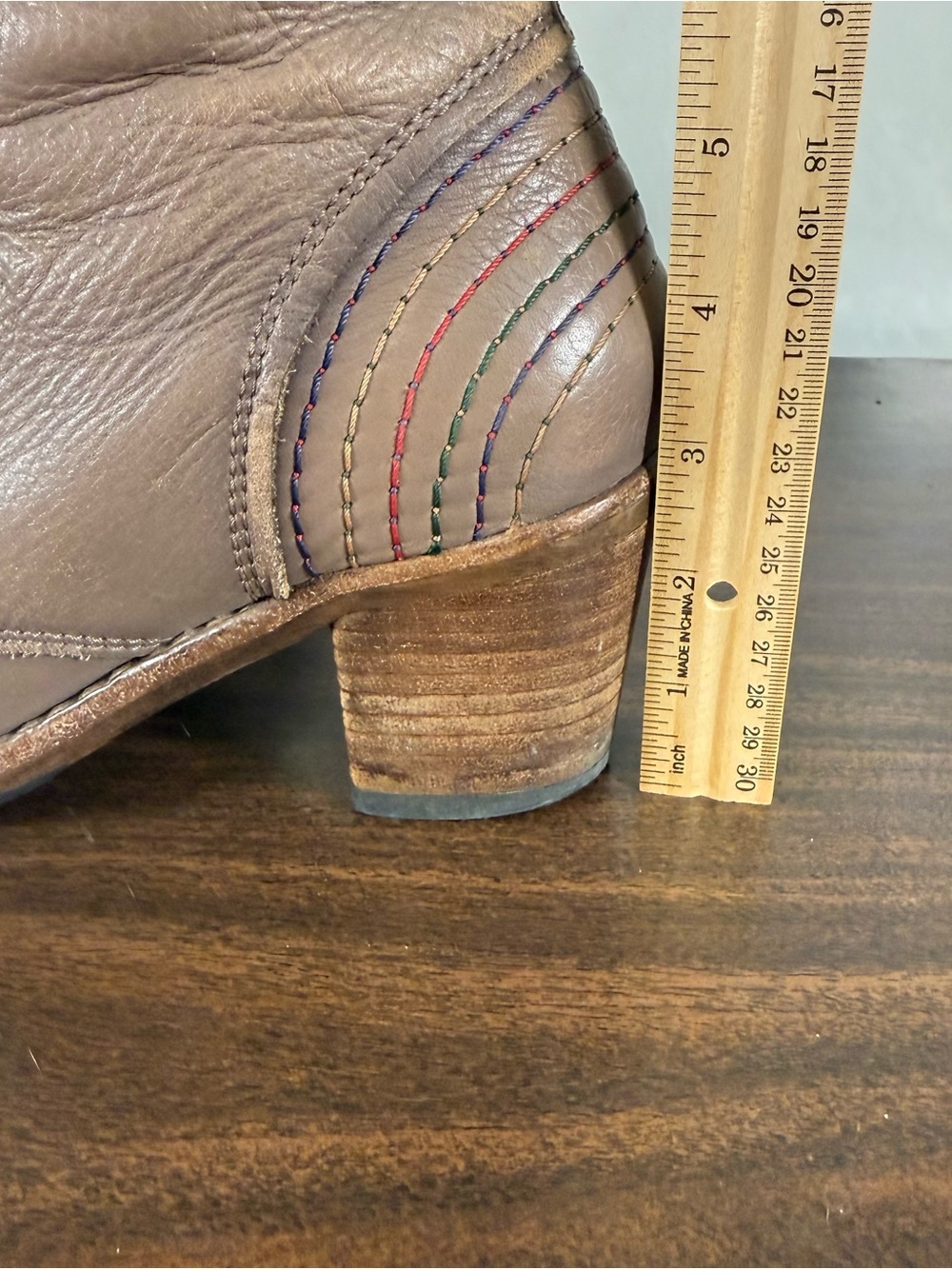 Taos Fab Combat Boots 39 US 8-8.5 Tan Chunky Heels Gorpcorp Granola Boho Leather - Picture 5 of 12